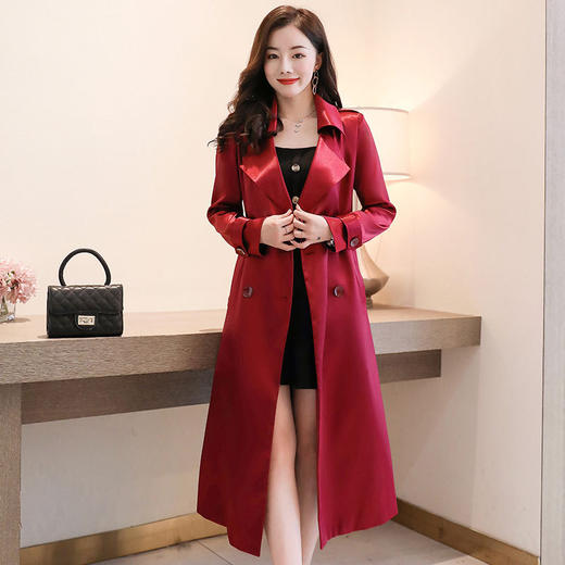 LJY-HR8037-0303韩版中长款外套精品女式风衣 商品图1