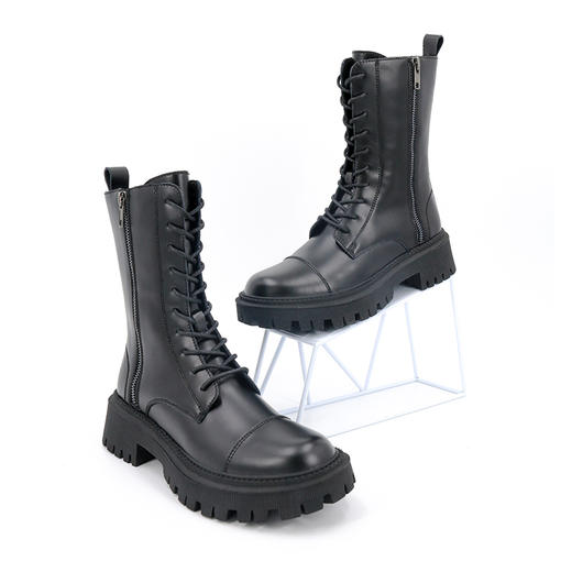 safiya索菲娅黑曜骑士时装靴新款双拉链马丁靴女鞋SF04116321 商品图3