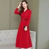 JXG -中长款连衣裙女2020春装新款韩版收腰气质阔太太大码长袖打底裙 商品缩略图1