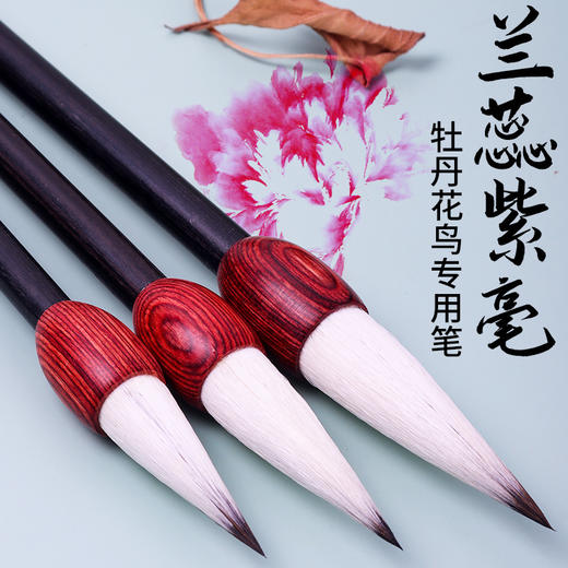 湖笔国画牡丹花卉毛笔大中小套装写意成人初学书画笔紫毫斗笔 商品图0