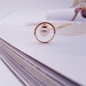 天然珍珠18K彩金戒指吊坠两用款