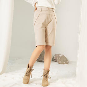 Famecoco范可儿五分裤女款宽松直筒港味短裤F208GB017