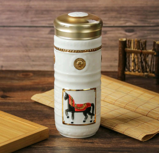 乾唐轩  大皇家骏马随身杯 保温杯 随身杯双层陶瓷茶杯活瓷养生杯 主人杯 茶杯 旅行杯 商品图2