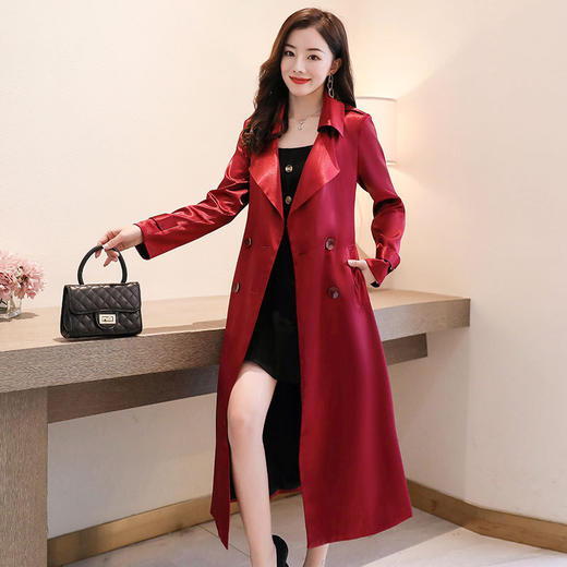 LJY-HR8037-0303韩版中长款外套精品女式风衣 商品图2