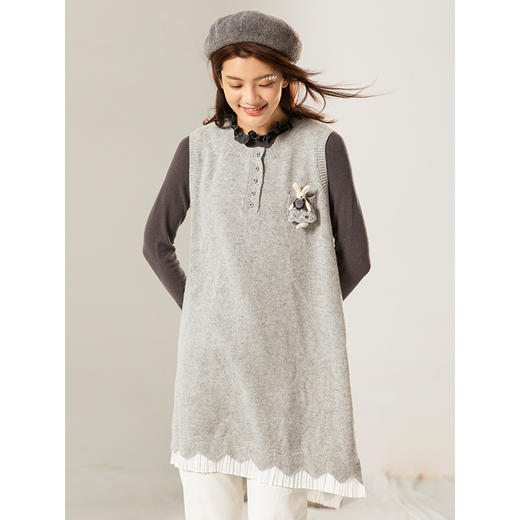 Famecoco范可儿毛衣马甲背心外套女士秋冬款外穿马夹F208CA008 商品图0