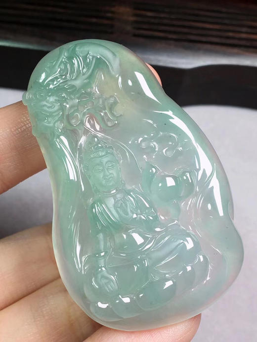 降龙观音翡翠观音牌降龙观音冰晴通透种老起胶端庄大气尺寸55735161mm