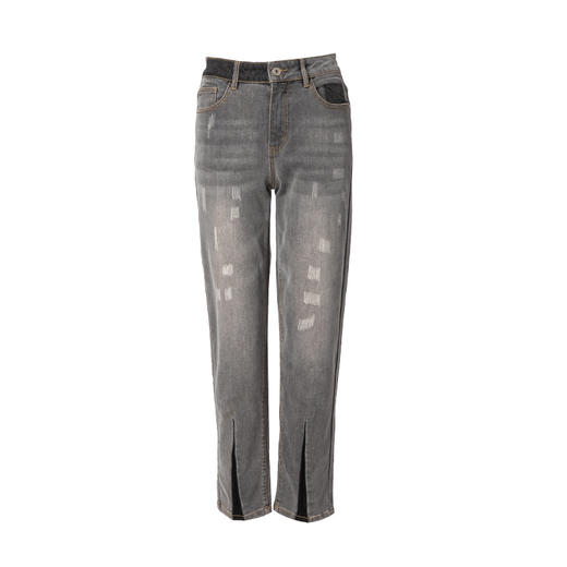 Famecoco范可儿直筒牛仔裤女秋冬季宽松烟灰色长裤F208GA010 商品图4