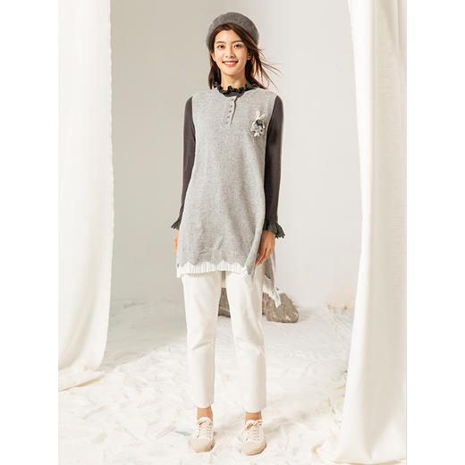 Famecoco范可儿毛衣马甲背心外套女士秋冬款外穿马夹F208CA008 商品图3