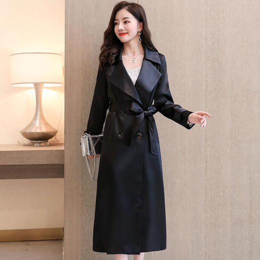 LJY-HR8037-0303韩版中长款外套精品女式风衣 商品图3