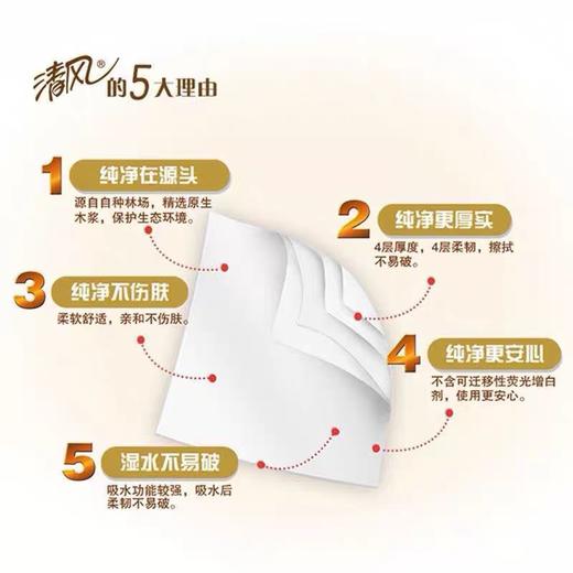 清风原木金装4层125g有芯卷纸   10+2卷/提 商品图1