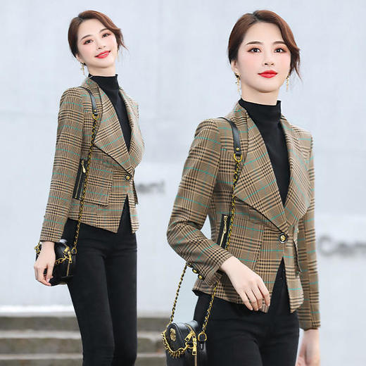 WZNH-GSTX2016韩版气质英伦风格子西装外套 商品图0