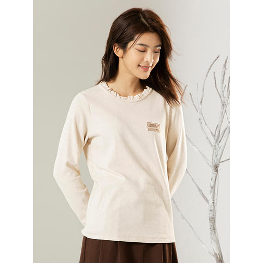 famecoco范可儿长袖T恤打底衫内搭纯棉上衣F208BB001 商品图0