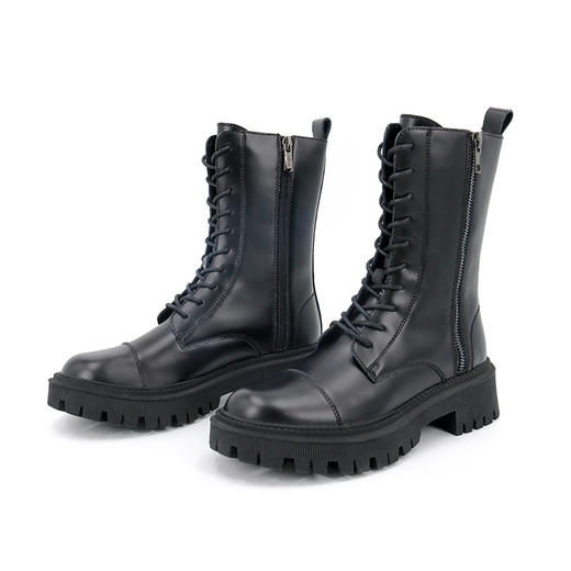 safiya索菲娅黑曜骑士时装靴新款双拉链马丁靴女鞋SF04116321 商品图4