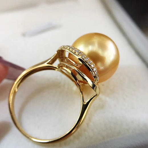 金珠戒指18k金钻石镶嵌经典百搭得款式正圆强光微微瑕微生长纹1314mm