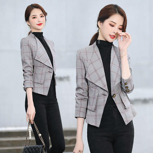 WZNH-GSTX2016韩版气质英伦风格子西装外套 商品图1