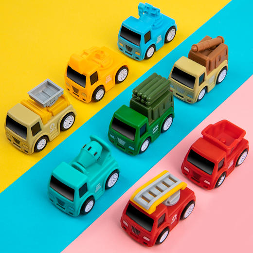 优赫高速回力惯性仿真迷你车模型玩具车套装每套8只装