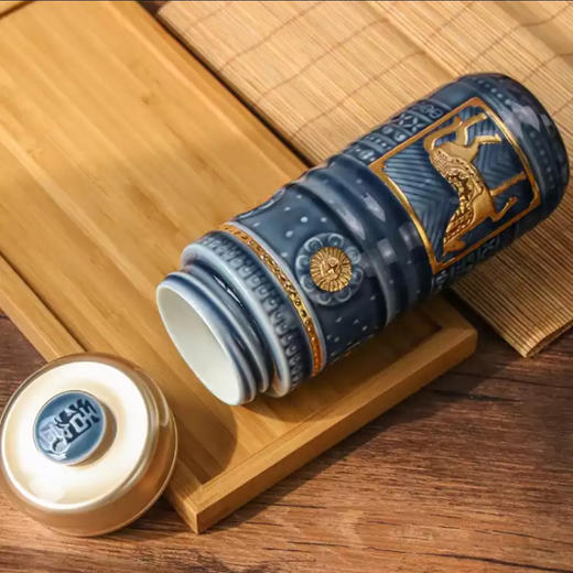 乾唐轩  大皇家骏马随身杯 保温杯 随身杯双层陶瓷茶杯活瓷养生杯 主人杯 茶杯 旅行杯 商品图1