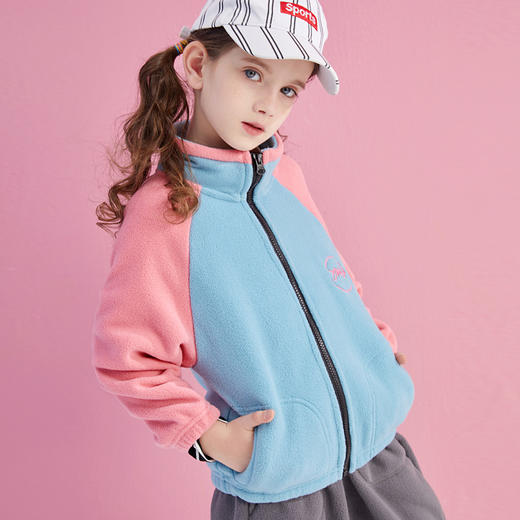 【反季清仓】龙之涵 亲子款插肩摇粒绒上衣 中大童时尚保暖外套 婴幼儿A类标准 抗静电 商品图0