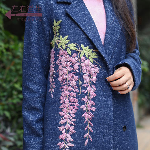 林栖推荐紫藤花复古手工绣花宽松显瘦毛呢外套生活在左秋冬1903227