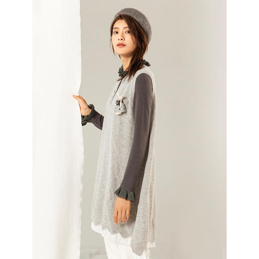 Famecoco范可儿毛衣马甲背心外套女士秋冬款外穿马夹F208CA008 商品图2