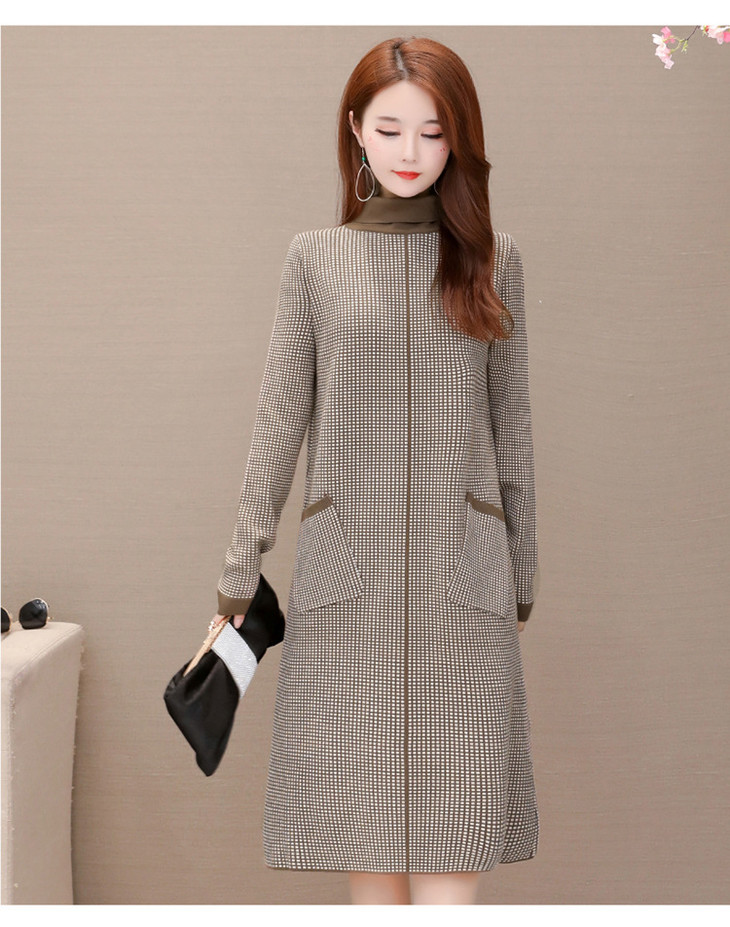 wey20902针织毛衣连衣裙女中长款2020秋装新款修身长袖气质减龄过膝a