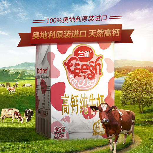 【整箱】兰雀唯鲜高钙全脂纯牛奶200ml*24盒 商品图1