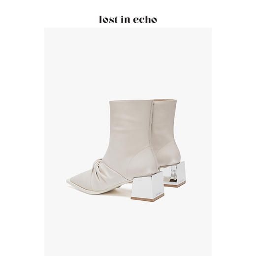 lost in echo设计师原创羊皮拧结金属方跟短靴 商品图2