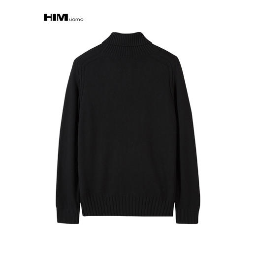 HIM漢崇 冬新品可翻高领黑色毛衣男装青年加厚羊毛衫修身韩版潮 商品图1