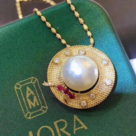 【澳白吊坠】18k珍珠钻石吊坠,珍珠11mm!整体尺寸21*23mm!重量5.