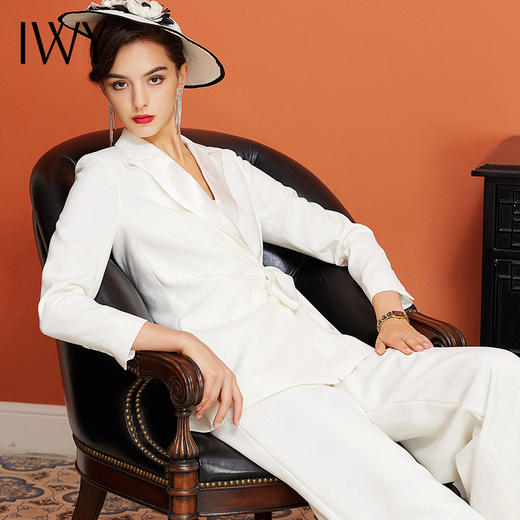 IWY/白色长袖西装阔腿长裤套装CP922 商品图1