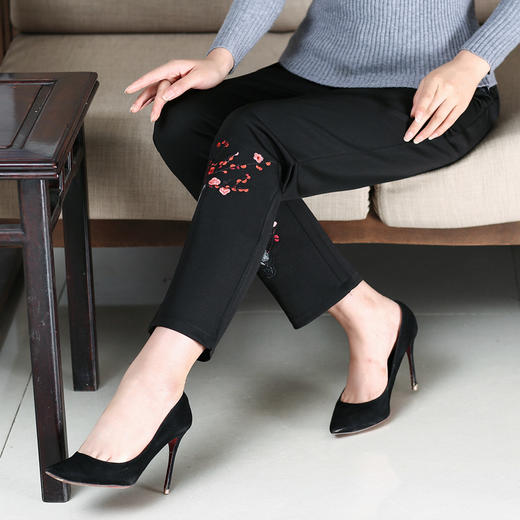 YSM-75P-707女松紧腰妈妈装绣花裤子女新款休闲裤 商品图0