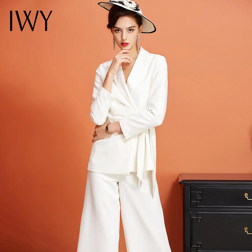 IWY/白色长袖西装阔腿长裤套装CP922 商品图4