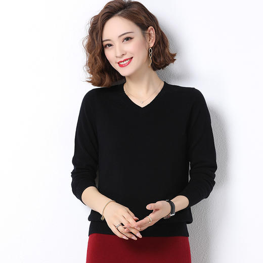 丁摩 100%羊毛V领基础款打底羊毛衫20207WX155 商品图6