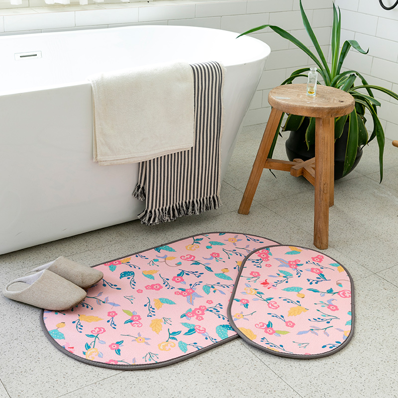 又夕月花朵毛绒丝圈地垫 