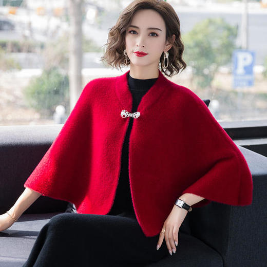 FCY-MB19001新款时尚气质宽松短款仿水貂斗篷披肩外套【优】 商品图2