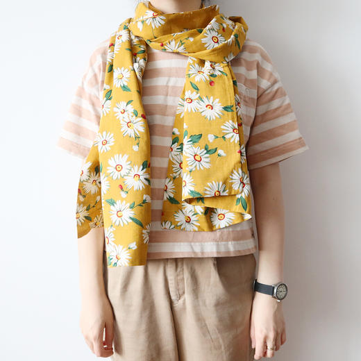 HUGOJIRO薄款长围巾插画小雏菊 商品图1