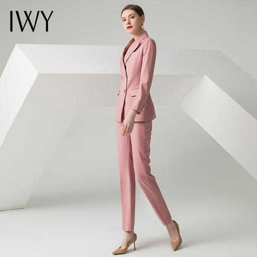 IWY/粉色条纹长袖西装阔腿长裤套装C10334+P30334 商品图2