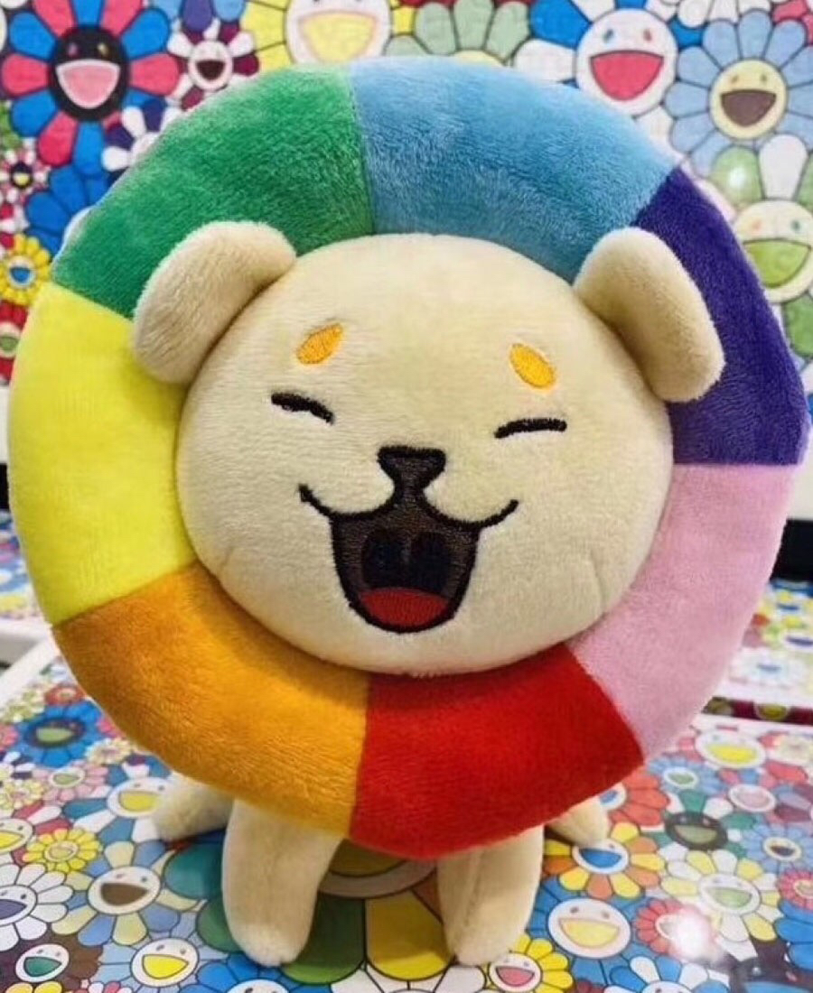 日本村上隆takashimurakami一套三只彩虹狮子公仔玩偶