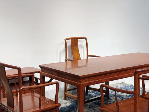 红桥红  家具严选  缅甸花梨（大果紫檀）  【198 马蹄腿四抽屉茶桌 七件套】 商品图2