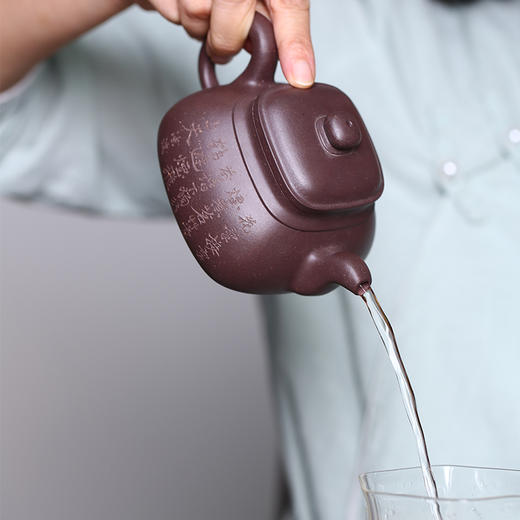 六一堂玉露四方壶4号井底槽青临摹顾景舟原作国工铭刻