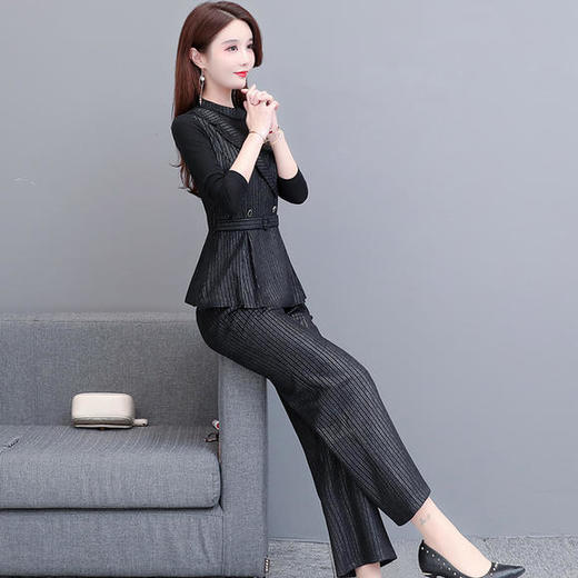 YWE-20Q51T阔腿裤条纹时尚气质两件套 商品图3