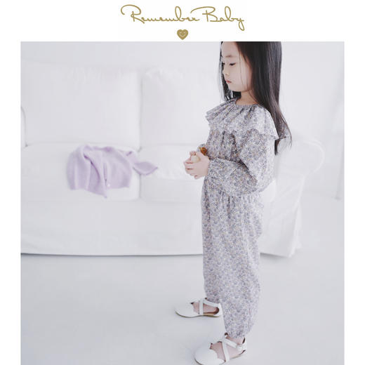 现货 / SPECKLED ROSE | 意大利进口liberty面料制 优雅紫玫瑰复古领衬衫+长裤 商品图0