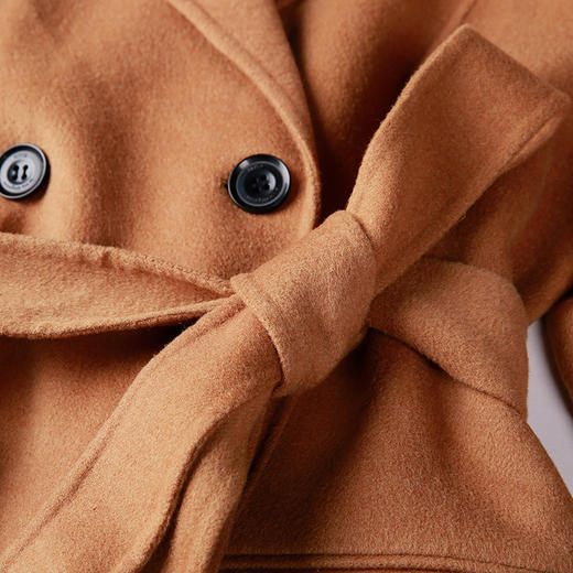 EITIE爱特爱秋冬季纯色复古翻领修身双排扣呢子大衣女毛呢外套5214913 商品图4