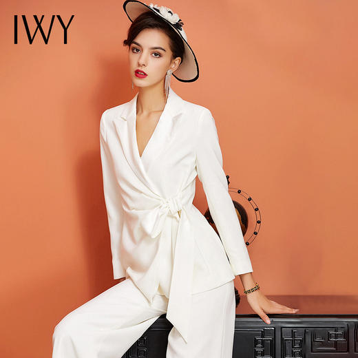 IWY/白色长袖西装阔腿长裤套装CP922 商品图2