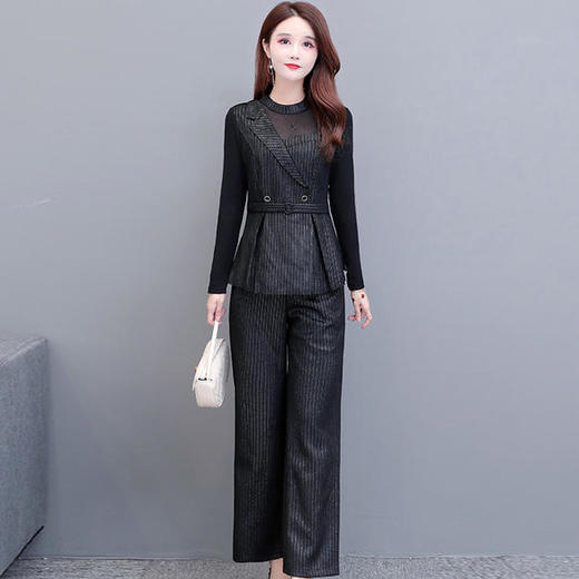 YWE-20Q51T阔腿裤条纹时尚气质两件套 商品图2