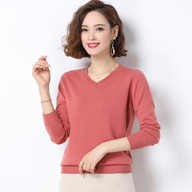 丁摩 100%羊毛V领基础款打底羊毛衫20207WX155