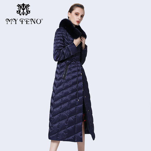 马天奴秋冬时尚气质毛领长款羽绒服mba502dc0