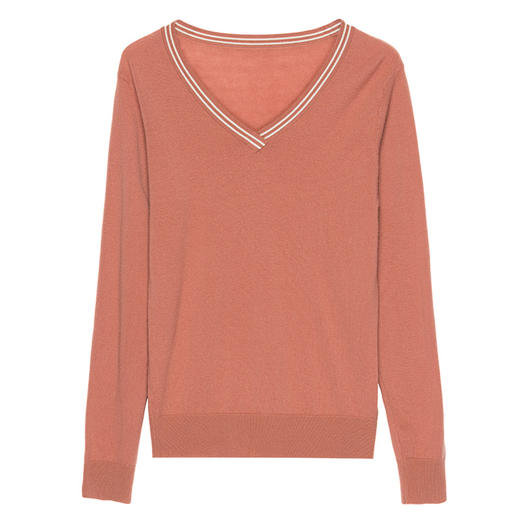 丁摩 100%羊毛V领宽松套头毛衣针织打底衫A819WX-149 商品图4