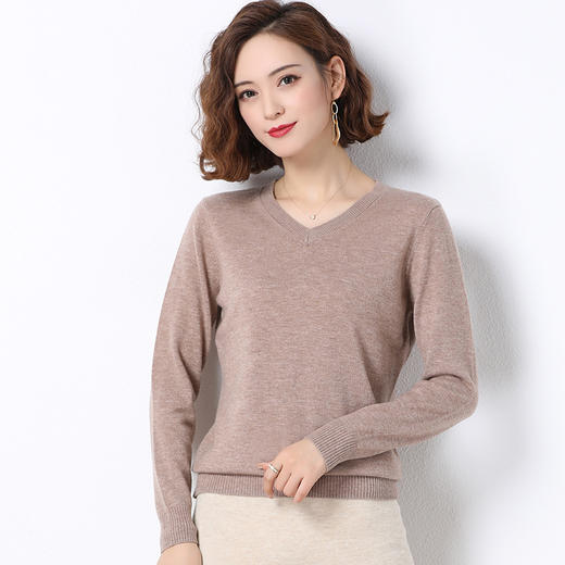 丁摩 100%羊毛V领基础款打底羊毛衫20207WX155 商品图1
