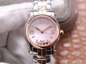 YF萧bangHAPPY DIAMONDS系列腕表，30mm表径，精钢表带，自动机械机芯，透底，女士腕表